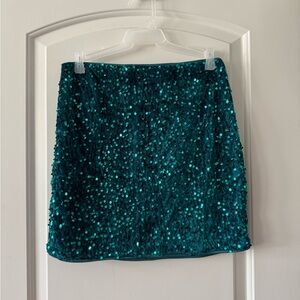 SHEIN Teal Sequin Mini Skirt